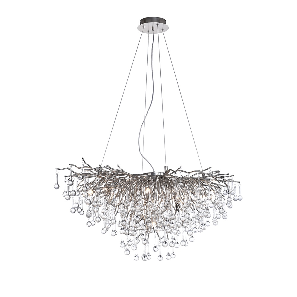 Lighting Fixtures Lustra argintie din metal cu 10 becuri Iicicle Zuma Line