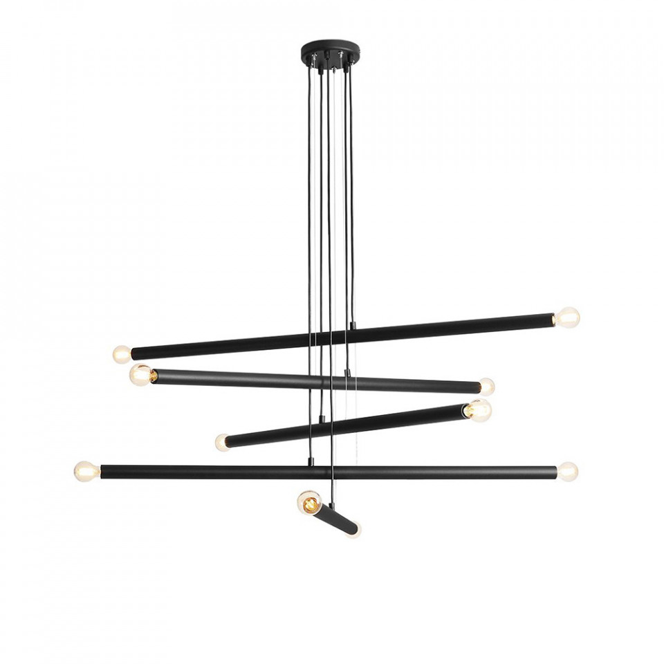 Quiet Object Lustra neagra din metal cu 10 becuri Tubo Quiet Object