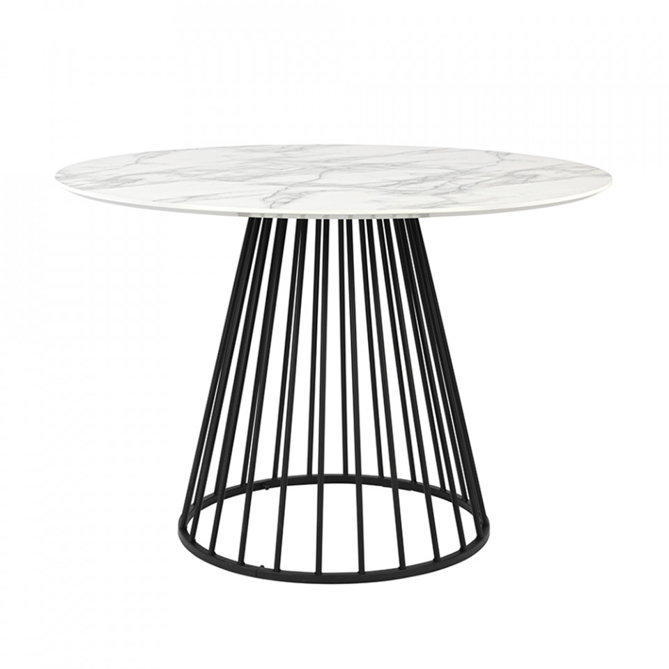 Quiet Object Masa dining alba/neagra din metal 110 cm Floris Quiet Object