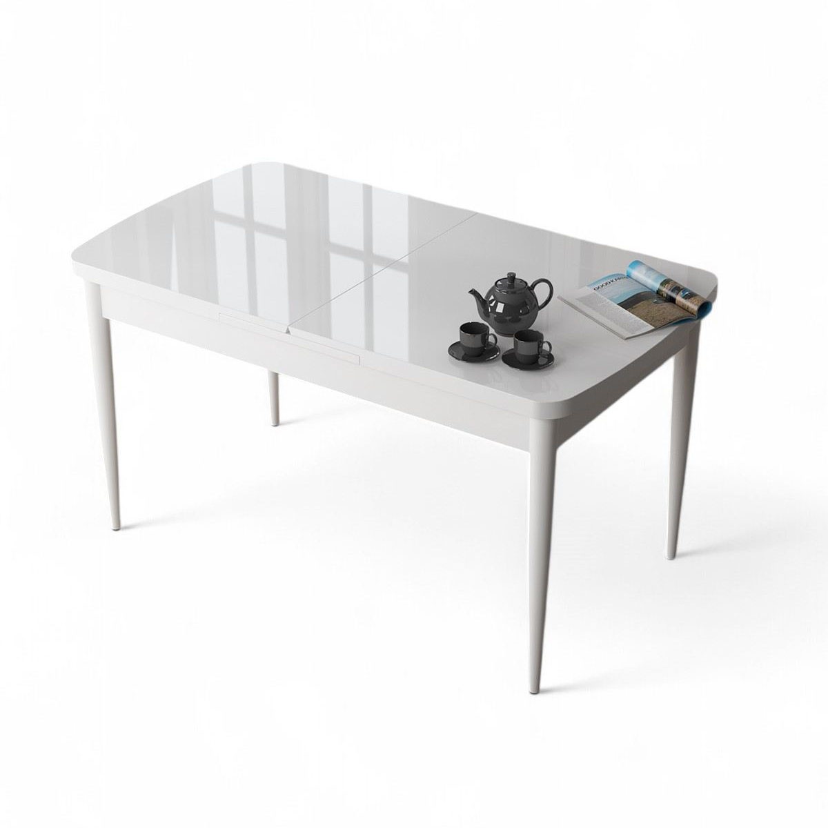 Kitchen & Dining Room Tables Masa dining extensibila alba din metal 80x132(170) cm Zen The Home Collection