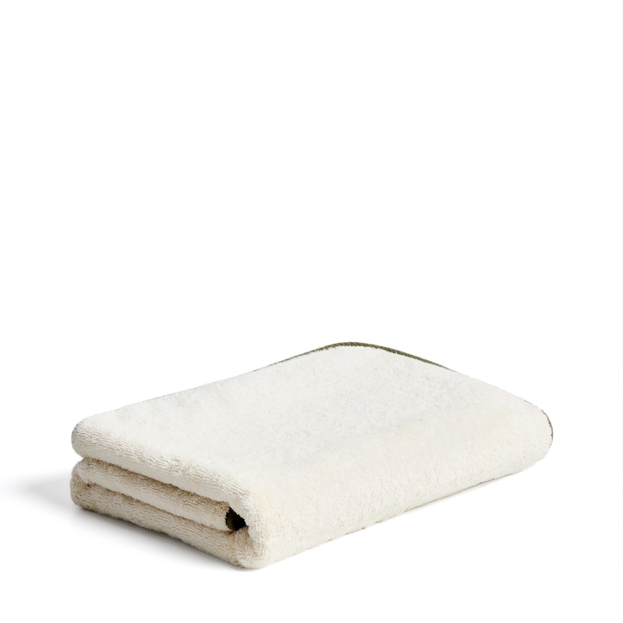 Towels Prosop crem/verde din bumbac 100x150 cm Sedora Kave Home