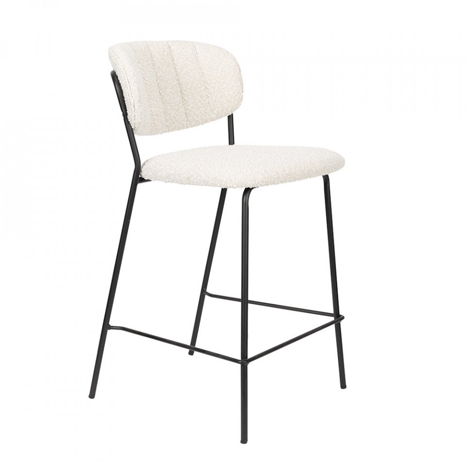 Scaun bar alb/negru din textil Jolien Quiet Object