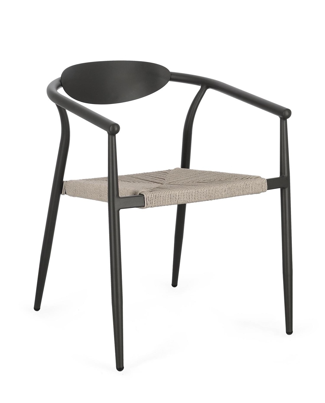 Outdoor Furniture Scaun dining exterior gri carbune din metal Linares Bizzotto