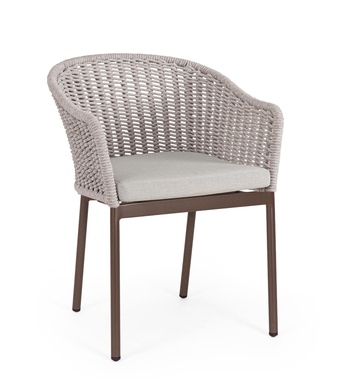 Outdoor Furniture Scaun dining exterior gri/maro ciocolata din metal Salines Bizzotto