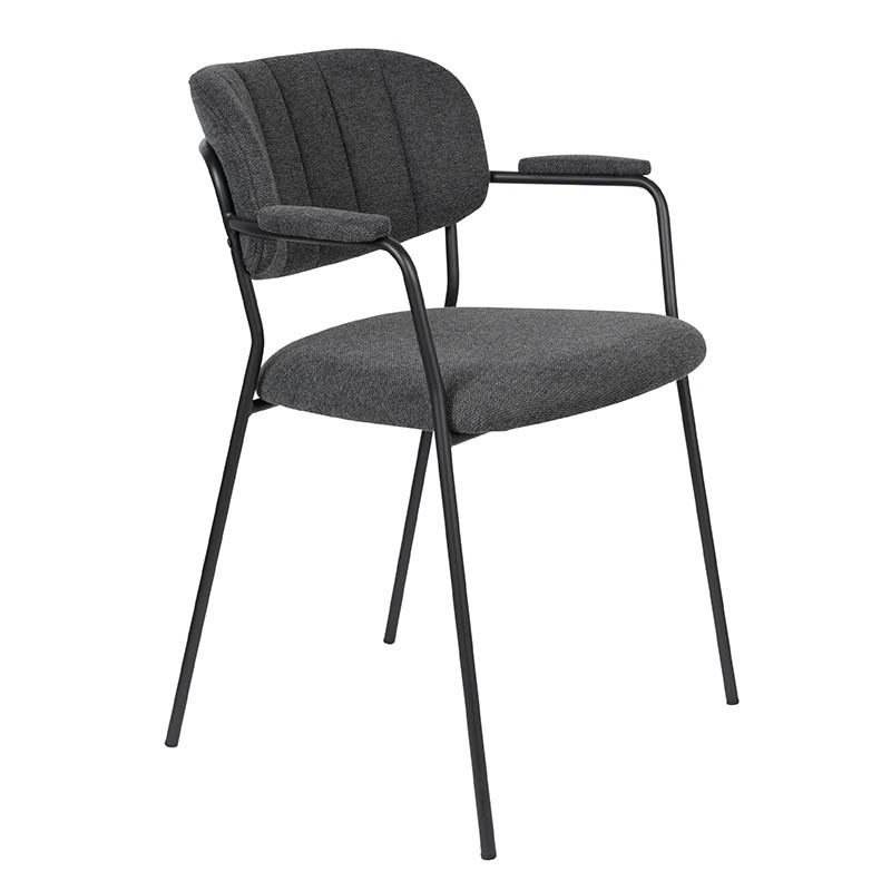 Quiet Object Scaun dining gri/negru din textil Jolien Quiet Object