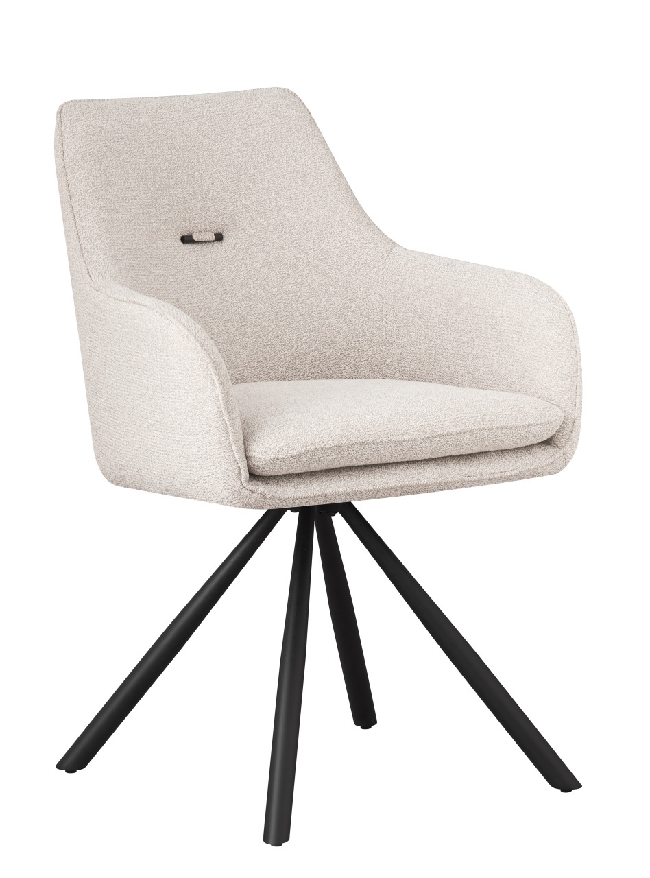 Chairs Scaun dining rotativ negru/bej nisipiu din textil Falak Bizzotto
