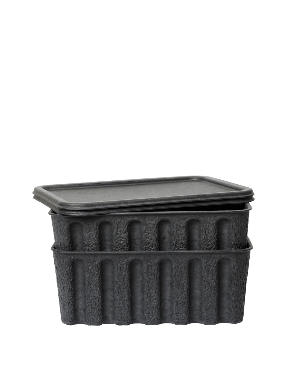 Household Storage Containers Set 2 cutii cu capac gri carbune din hartie Pulp L Ferm Living
