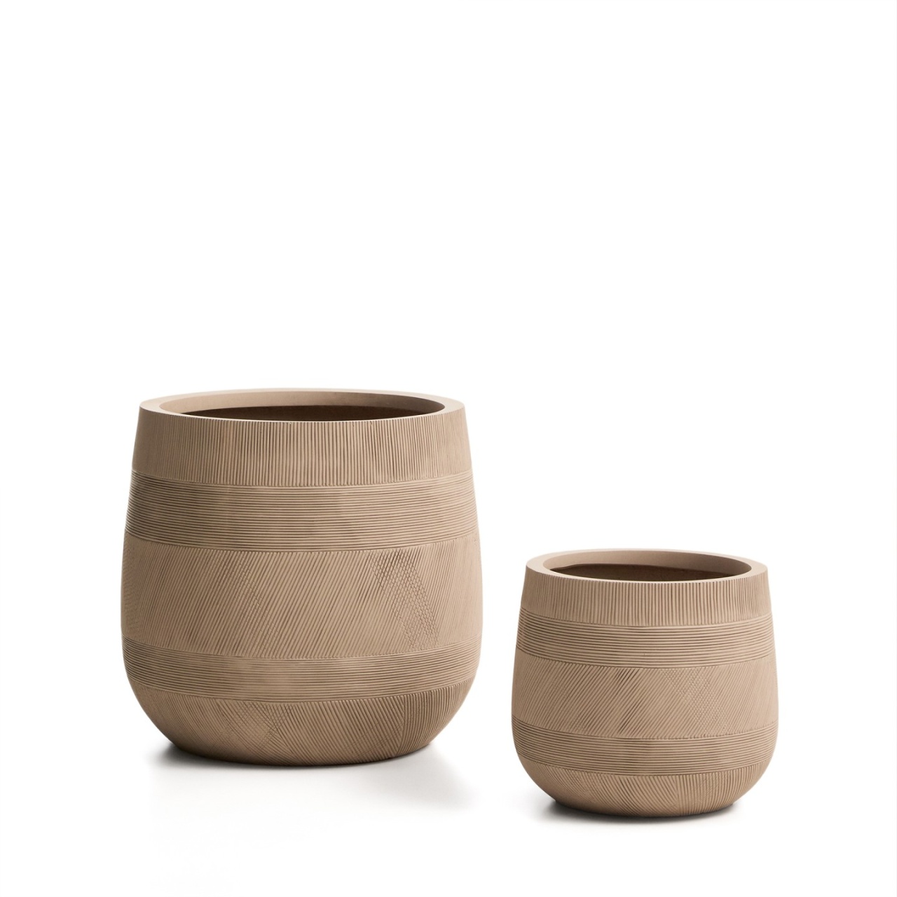 Pots & Planters Set 2 ghivece bej din ceramica Tival Kave Home