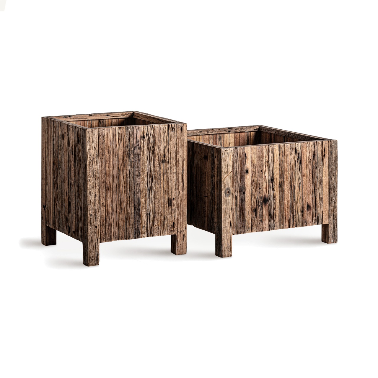 ghivece din ciment făcute acasă Set 2 ghivece maro din lemn Samsun Vical Home