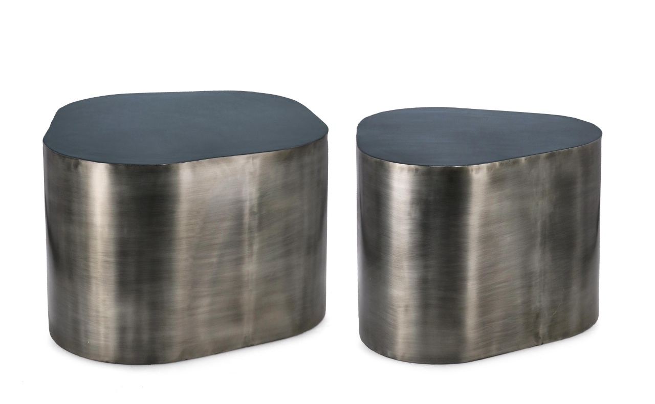 Coffee Tables Set 2 mese de cafea argintii din metal Klinda Bizzotto