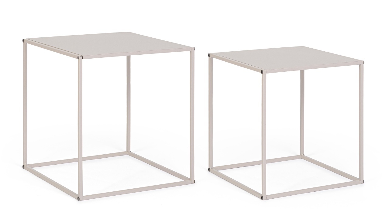 Coffee Tables Set 2 mese de cafea bej din metal Alrik Bizzotto