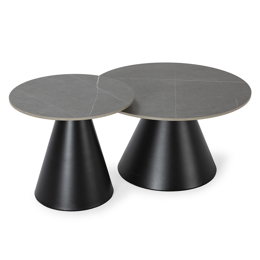 Quiet Object Set 2 mese de cafea gri/negre din ceramica Louna Quiet Object