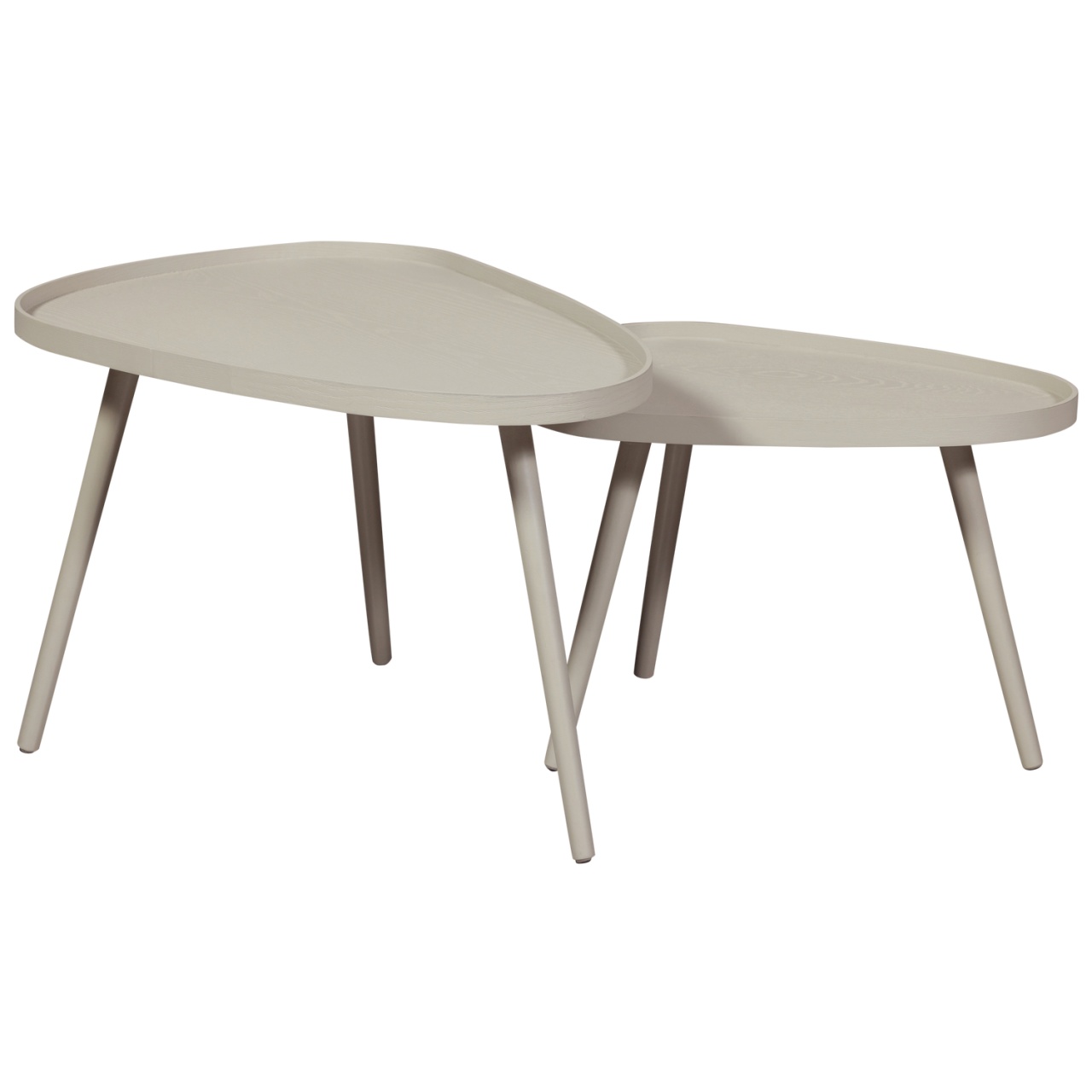 Coffee Tables Set 2 mese laterale bej nisipiu din lemn Nissa Woood