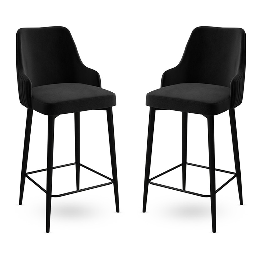 Chairs Set 2 scaune bar negre din textil Enox The Home Collection