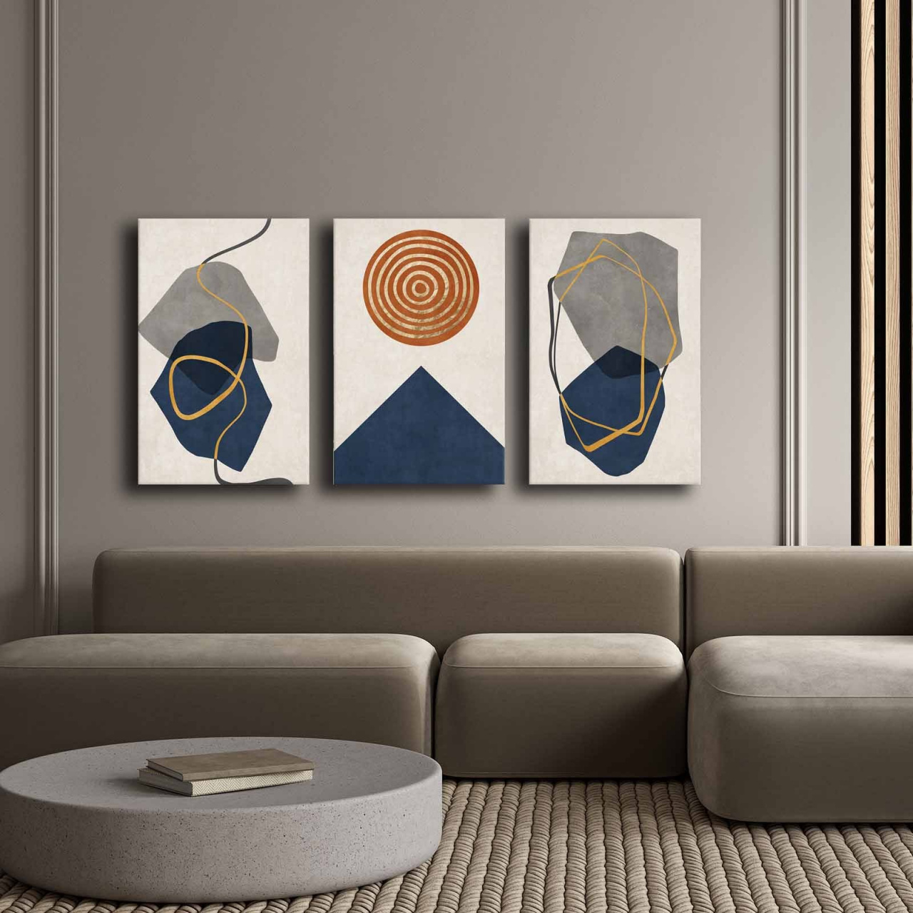 Posters, Prints, & Visual Artwork Set 3 tablouri multicolore din fibre naturale 45x70 cm Aliner The Home Collection