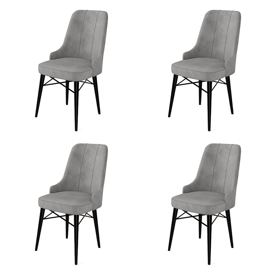 Chairs Set 4 scaune dining gri/negre din textil Pare The Home Collection