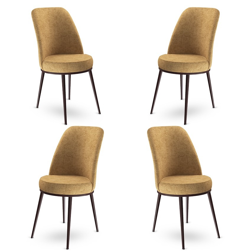 Chairs Set 4 scaune dining maro cappuccino/negre din textil Dexa The Home Collection