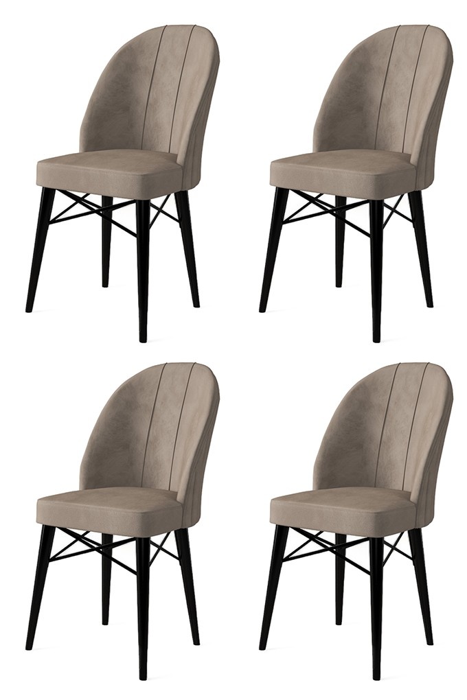 Chairs Set 4 scaune dining maro cappuccino/negru din textil Ritim The Home Collection