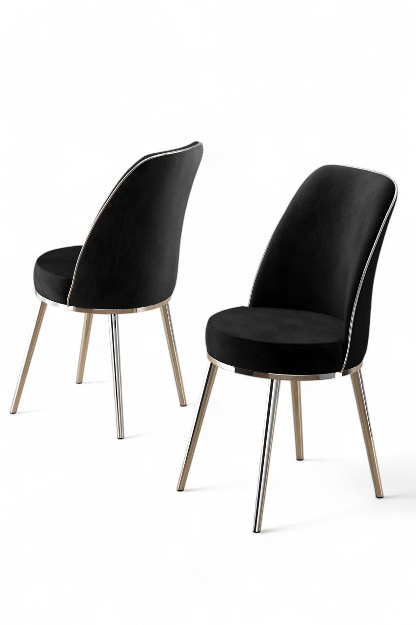 Chairs Set 4 scaune dining negre/argintii din textil Pefa The Home Collection