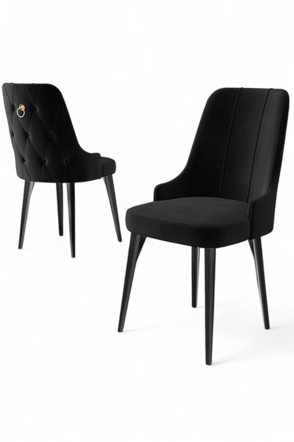 Chairs Set 6 scaune dining negre din textil Newa The Home Collection