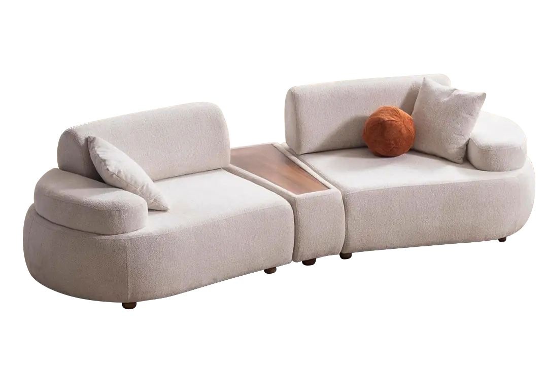 Sofas Set canapea si masa de cafea crem din textil Rio The Home Collection