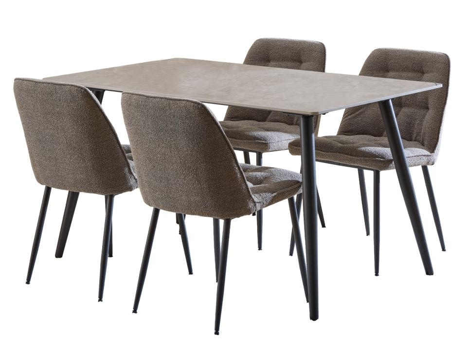 masa si scaune bucatarie Set masa dining si 4 scaune gri/grej din metal Wicklow Brooke Actona Company