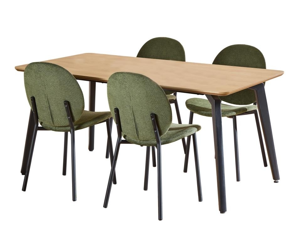 Set masa dining si 4 scaune verde/maro din metal Cadiz Cliff Actona Company