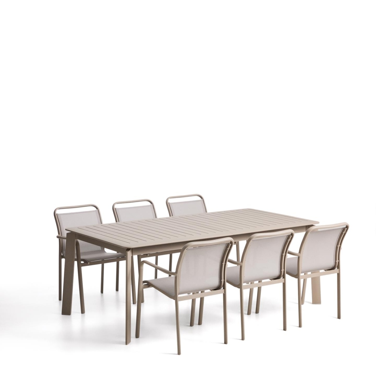 Outdoor Furniture Sets Set masa extensibila si 6 scaune exterior grej din metal Brela Kave Home