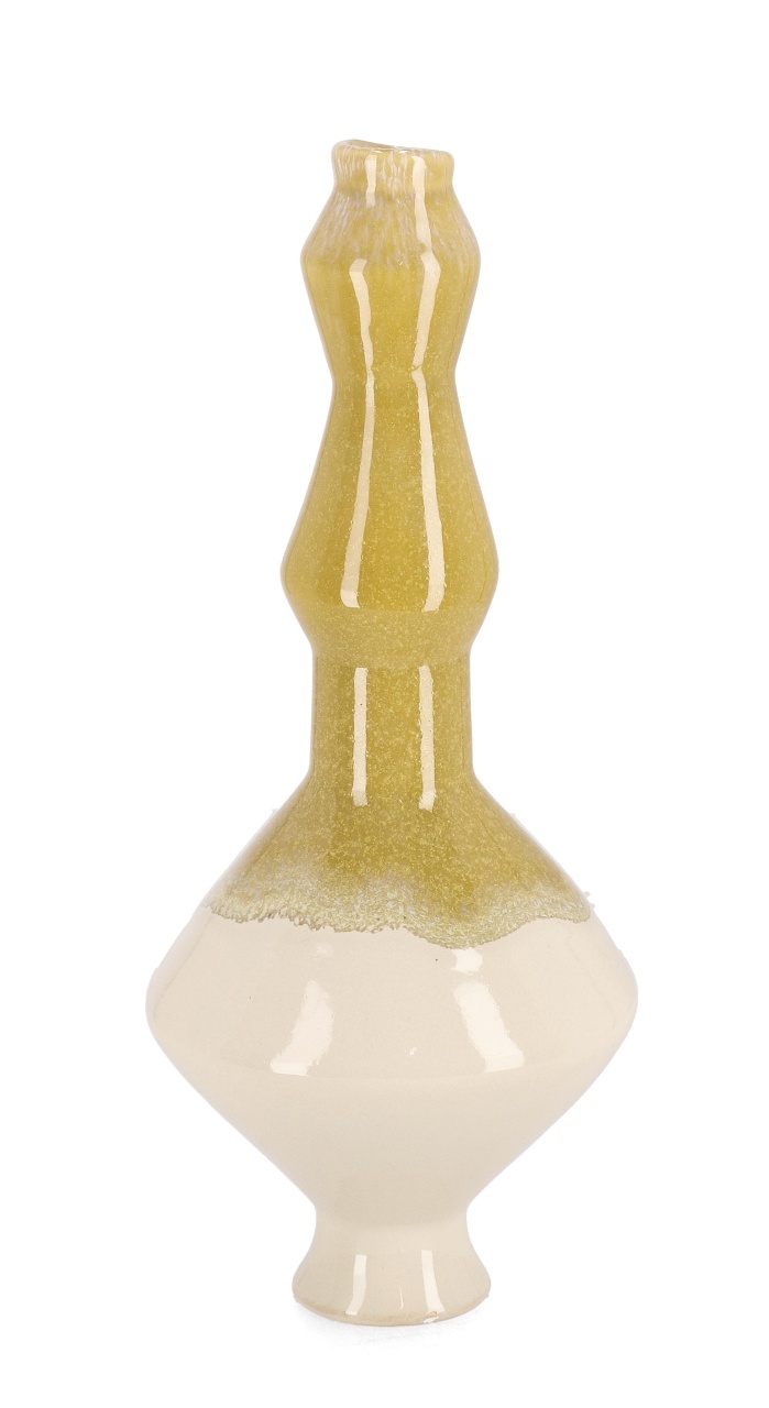 Candle Holders Suport lumanare galben din ceramica 33 cm Daruma Bizzotto
