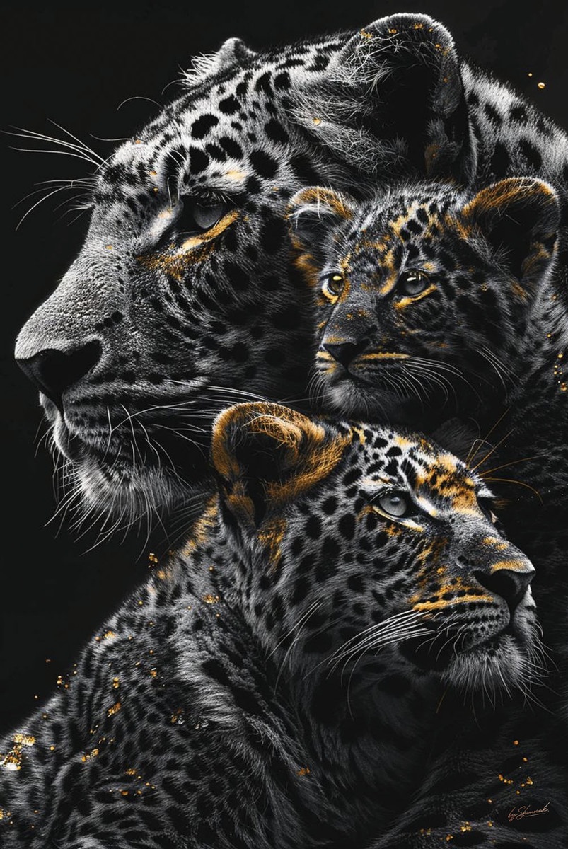 study table with bookcase Tablou multicolor din sticla 80x120 cm Panthers with golden tones Ter Halle