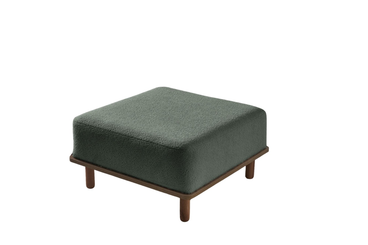 Ottomans Taburet patrat verde din textil 68x69 cm Pia The Home Collection