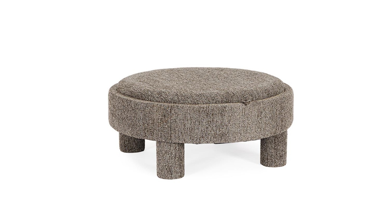 Ottomans Taburet rotund gri din textil 80 cm Talya Bizzotto