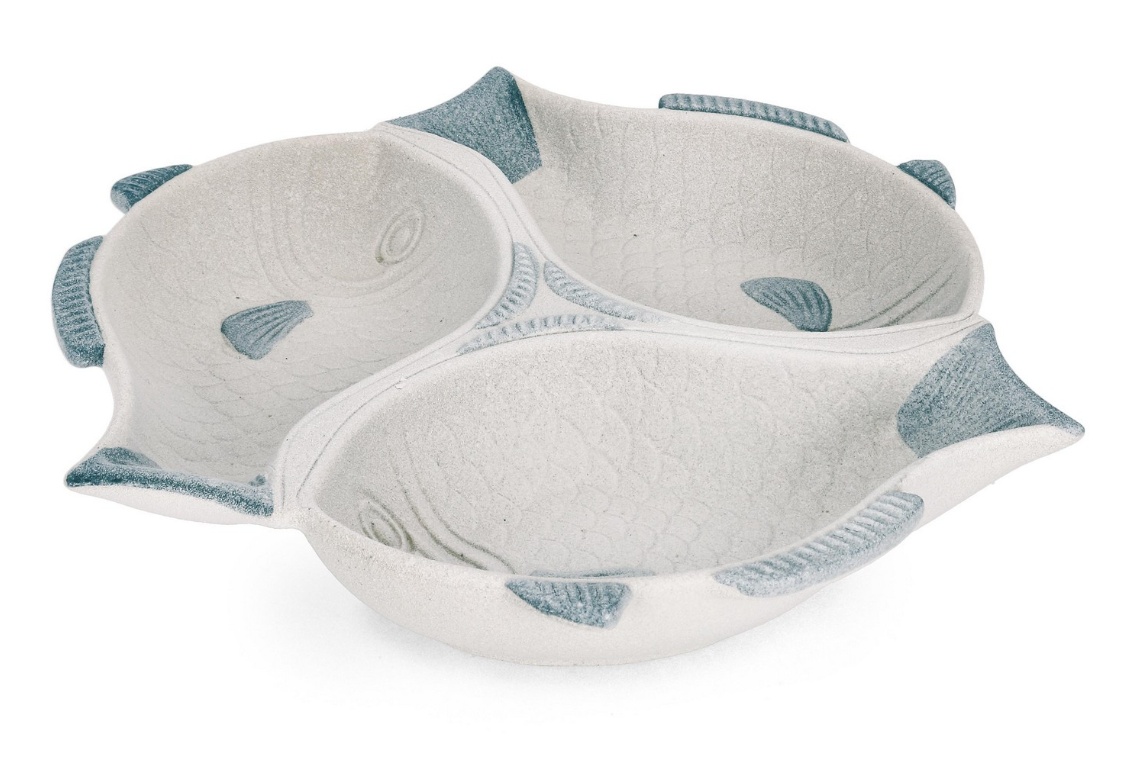 piatra alba decorativa Tava decorativa alba/albastra din ceramica 26x27 cm Ortigia 3 Bizzotto