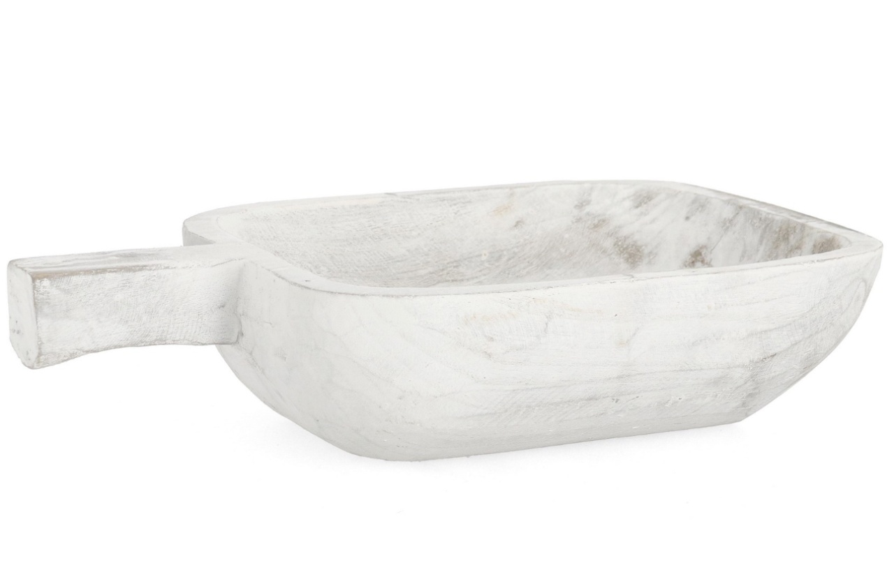 Decorative Bowls Bol decorativ alb din lemn 25x42 cm Jamal Bizzotto