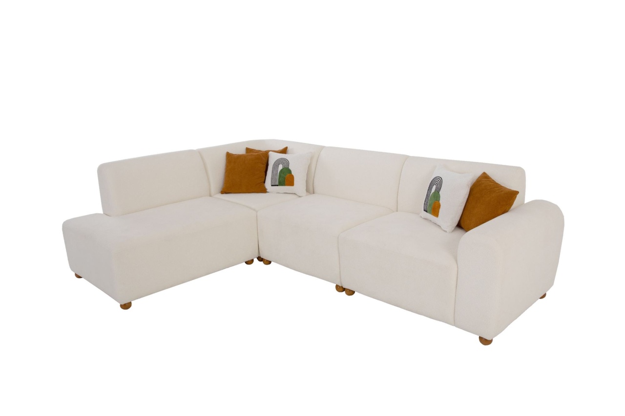 Sofas Canapea cu colt alba din textil 290 cm S-loft Left The Home Collection