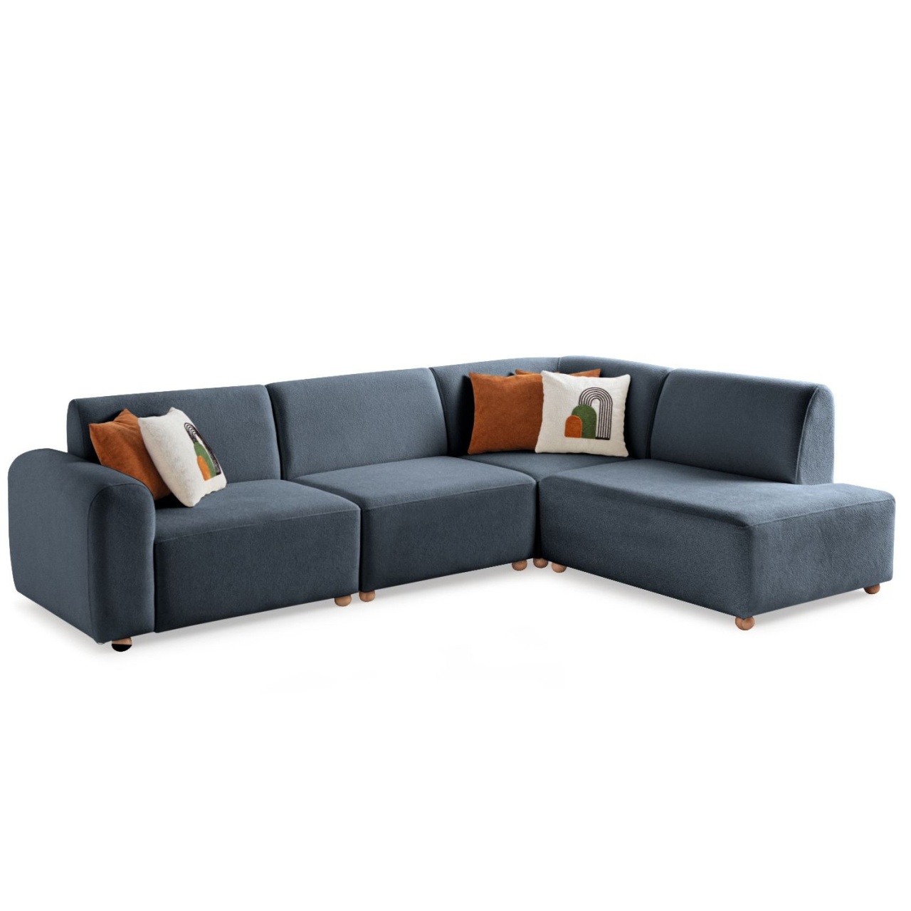 Sofas Canapea cu colt albastra din textil 290 cm S-loft Right The Home Collection