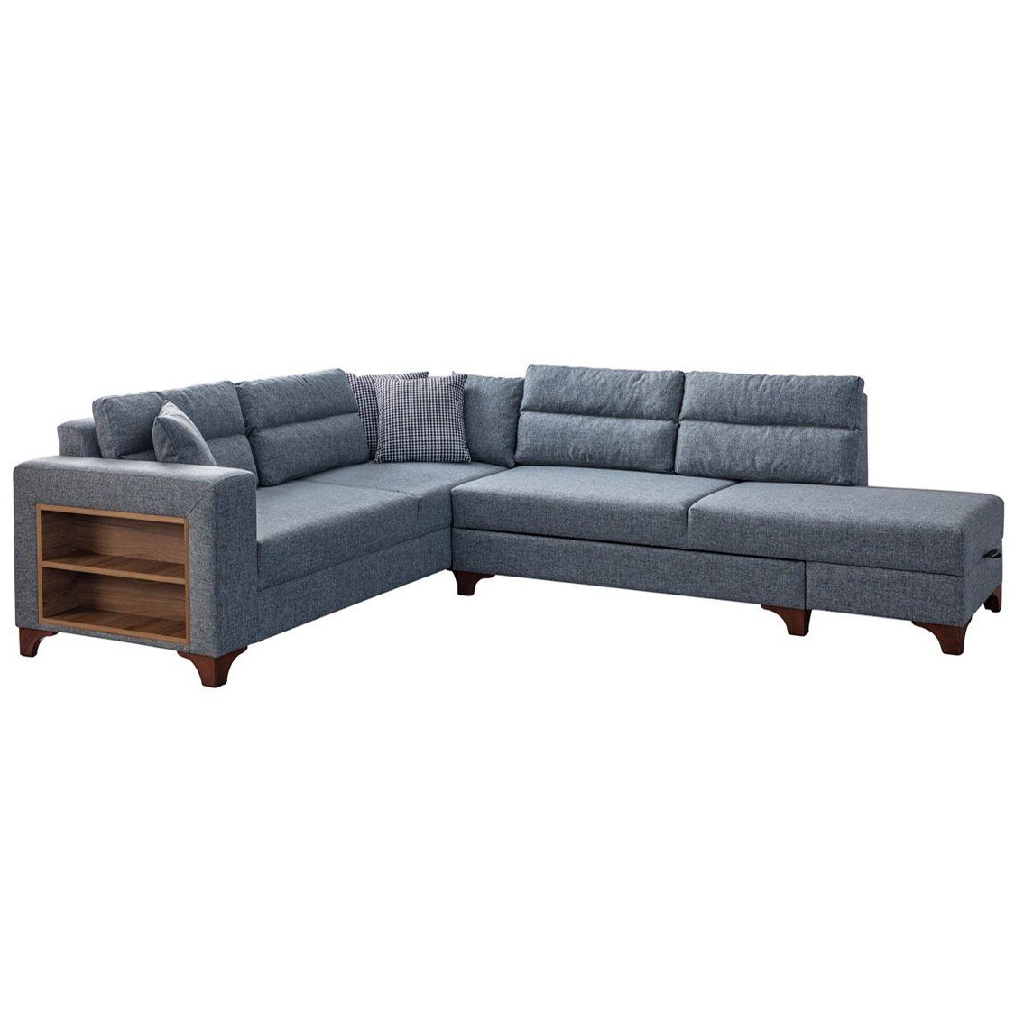 Sofas Canapea cu colt extensibila gri din textil 285 cm Tloft Left The Home Collection