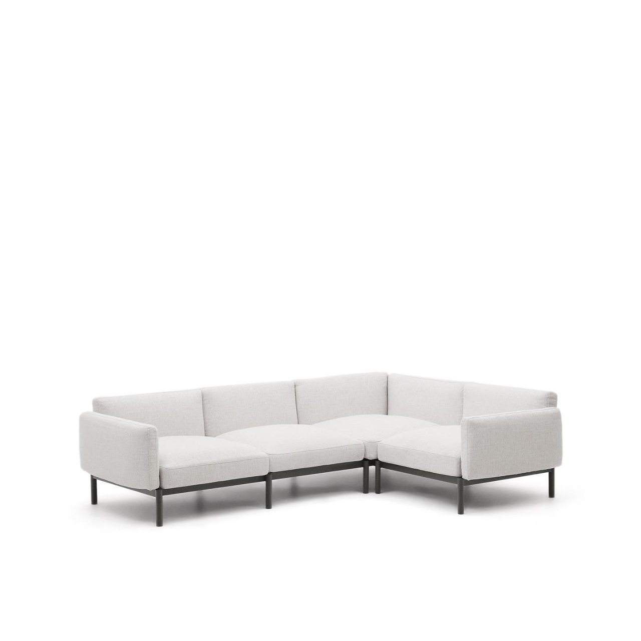 Outdoor Furniture Canapea cu colt exterior gri/bej din textil pentru 5 persoane Sorells Right Kave Home