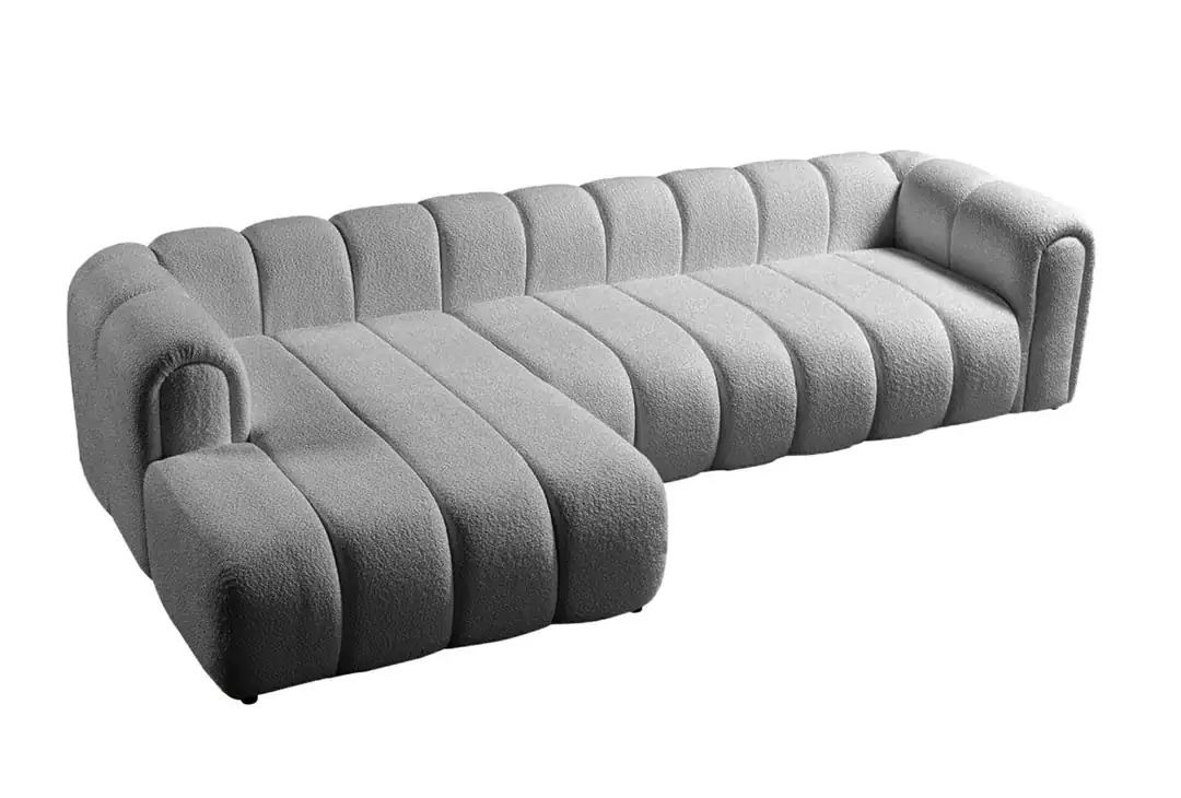 Sofas Canapea cu colt gri din textil 265 cm L-Line Left Boucle The Home Collection