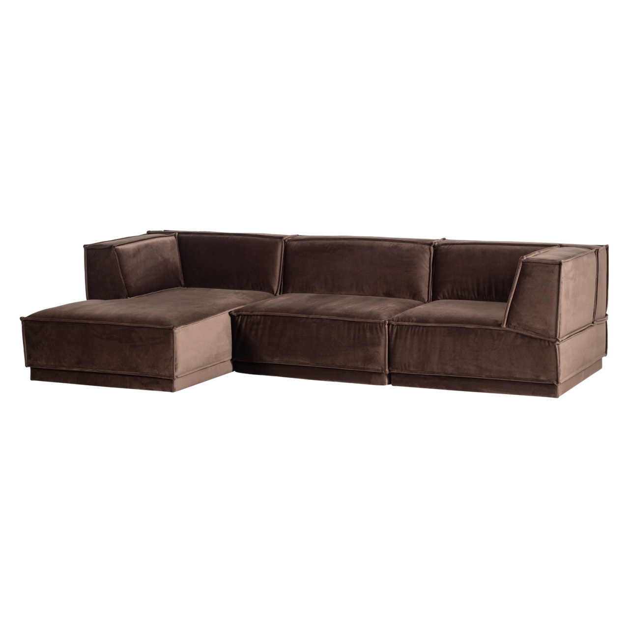 Sofas Canapea cu colt maro din catifea 276 cm Manu Left Woood