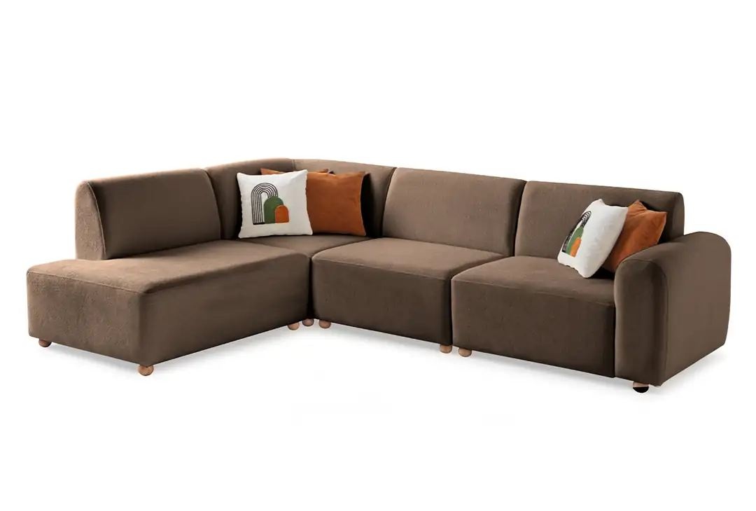 Sofas Canapea cu colt maro din textil 290 cm S-loft Left The Home Collection
