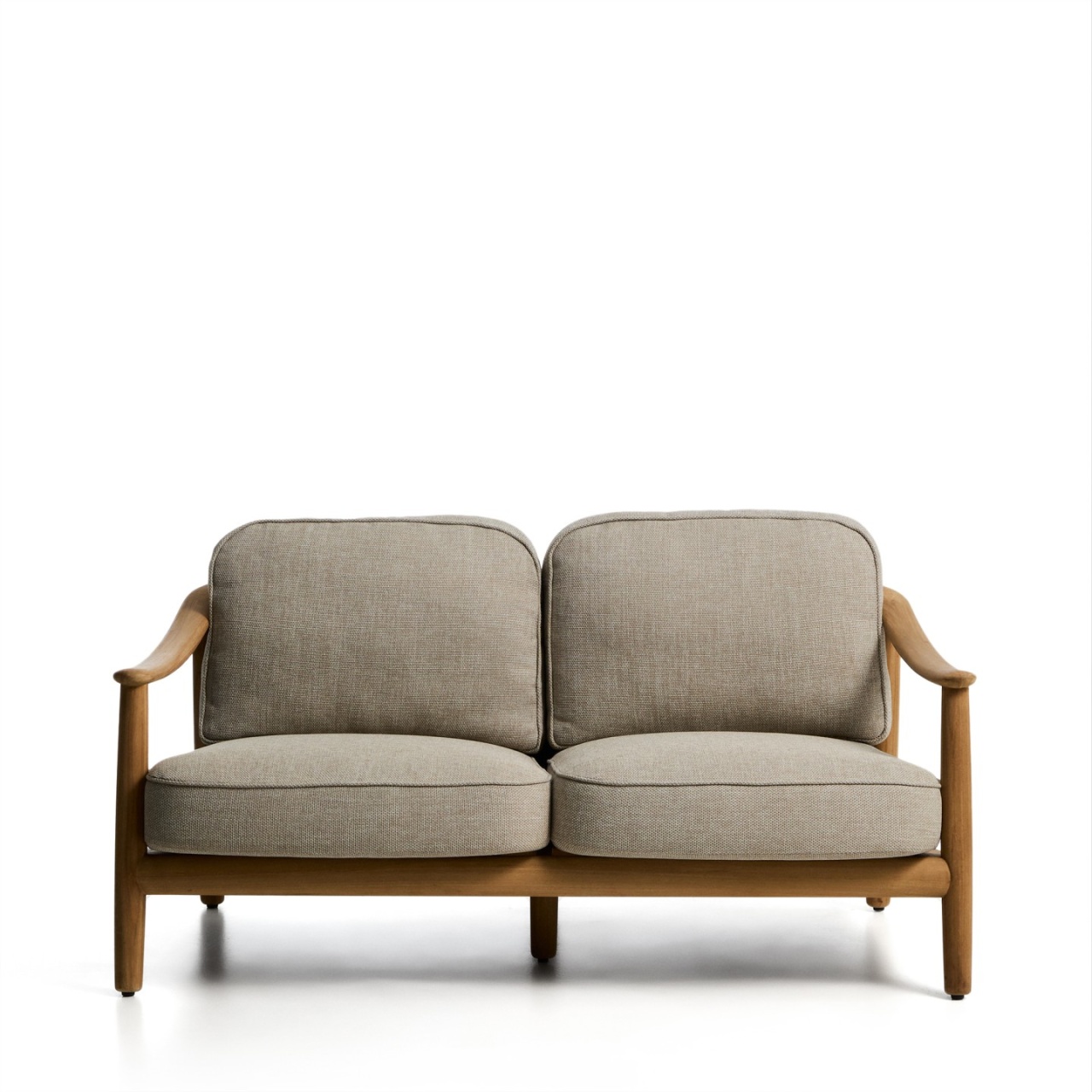 pret lambriu lemn exterior Canapea exterior gri/maro din textil pentru 2 persoane Elunda Kave Home