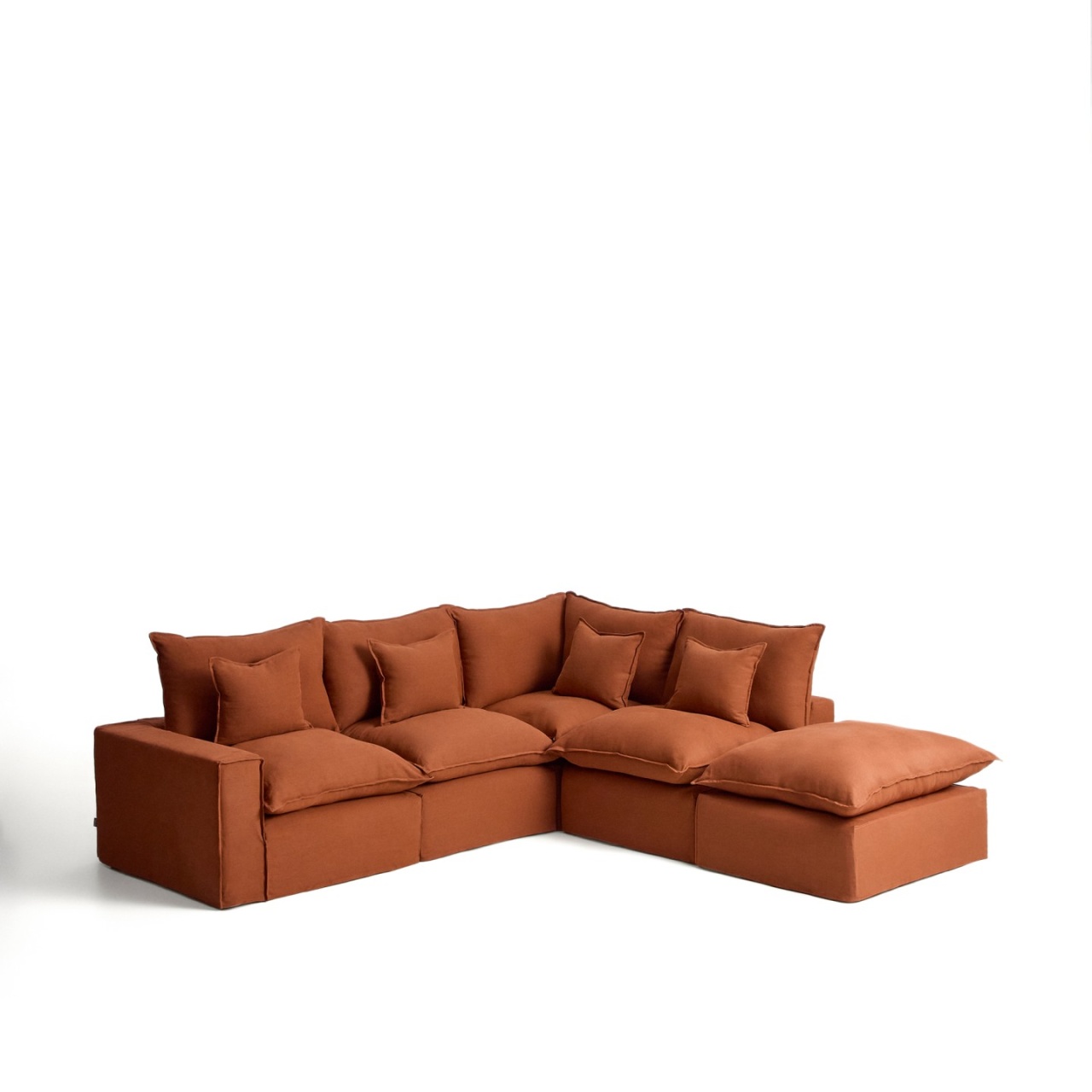 Sofas Canapea modulara cu colt maro teracota din textil pentru 4 persoane Anarela Right Kave Home