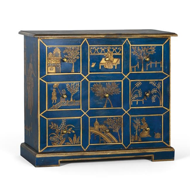 comoda sertare Comoda albastra/aurie din lemn 70 cm Doras Giner y Colomer