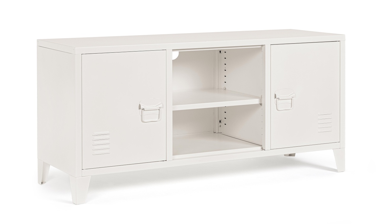 Entertainment Centers & TV Stands Comoda TV alba din metal 121 cm Cambridge Bizzotto