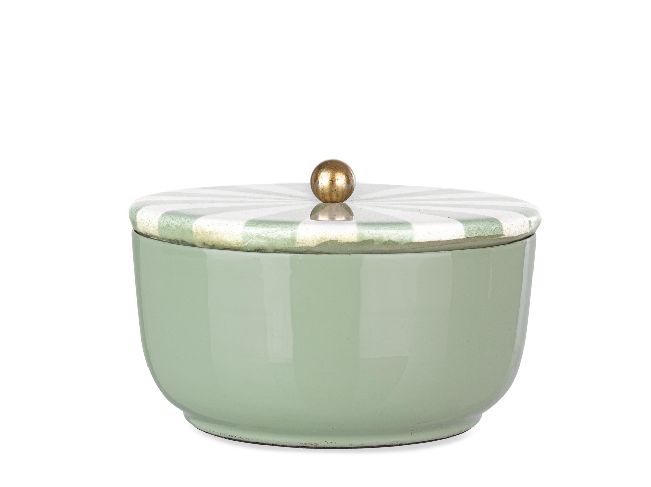 Decorative Bowls Cutie cu capac verde/aurie din metal Donya Bizzotto