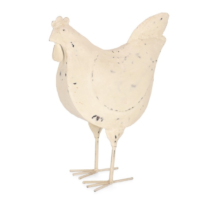 Artwork Decoratiune alba din metal 49 cm Nuna Chicken Bizzotto