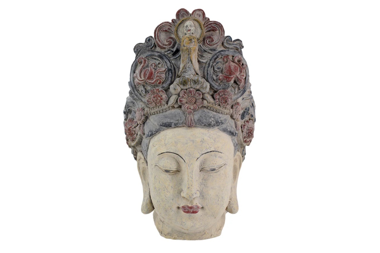 fibre Decoratiune multicolora din fibre sintetice 45 cm Buddha Head The Home Collection