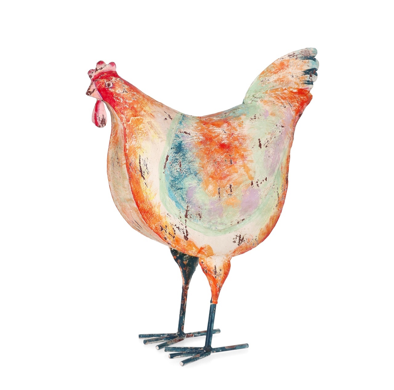 Artwork Decoratiune multicolora din metal 61 cm Nuna Chicken Bizzotto