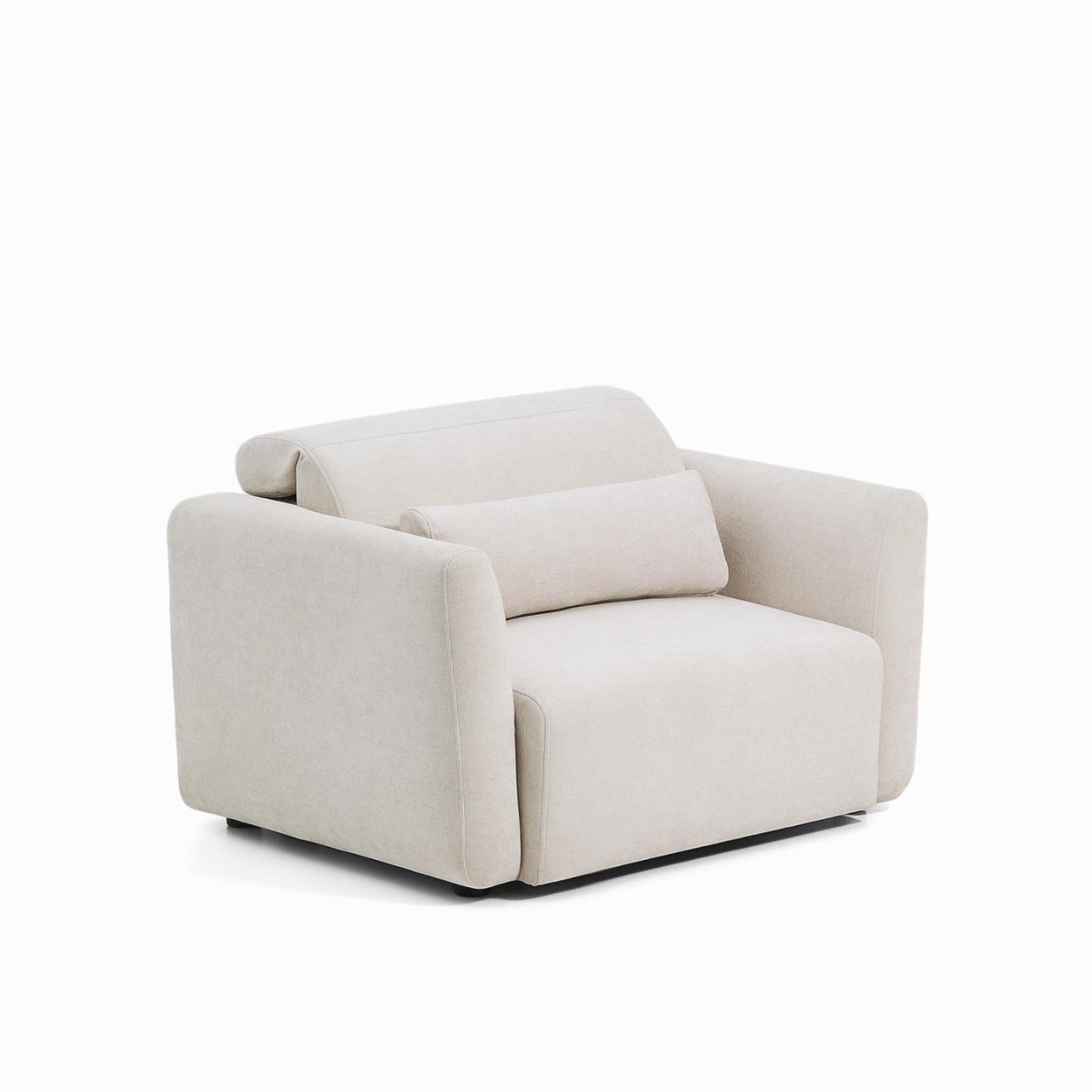Chairs Fotoliu extensibil bej din textil Lares Chenille Kave Home